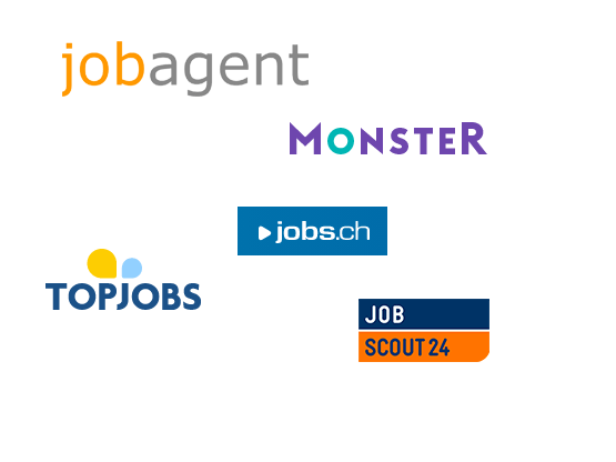 Logos verschiedener Jobportale Schweiz